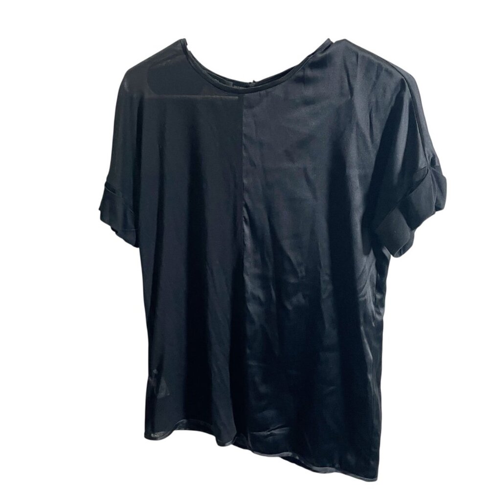 Les‎ Copains Womens Black Satin Short Sleeve Blouse Size 42/ S